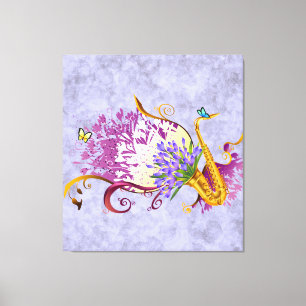 Fantasy Saxofoon Muziek 3 Panel Canvas Afdruk