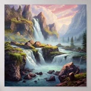 Fantasy scene van waterval poster
