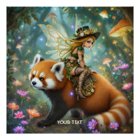 Fantasy Schattig Meisje Rijdt Panda