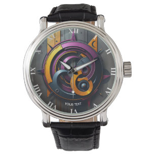 Fantasy Schattige Abstract Sinaasappel Paarse Horloge