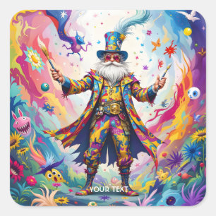Fantasy Schattige Abstracte Kleurrijke Schilder Vierkante Sticker