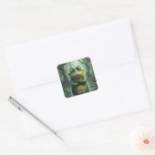 Fantasy Schattige Angry Crocodile Trees Vierkante Sticker (Envelop)