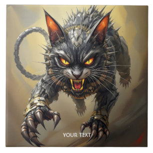 Fantasy Schattige Angry Cyborg Cat Tegeltje