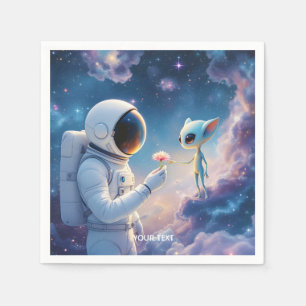 Fantasy Schattige Astronaut Space Flower Servet