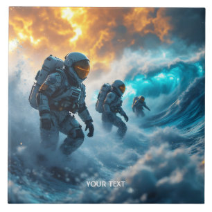 Fantasy Schattige Astronauts Storm Zee Tegeltje