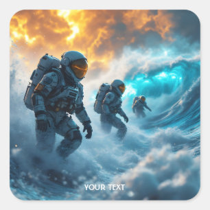 Fantasy Schattige Astronauts Storm Zee Vierkante Sticker