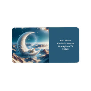 Fantasy Schattige Baby Deer Moon Etiket