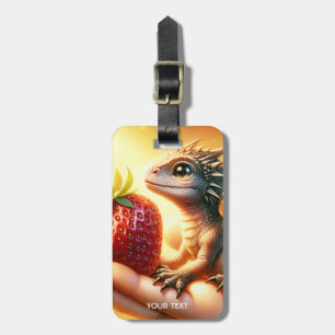 Fantasy Schattige Baby Dragon Strawberry Bagagelabel