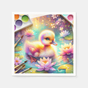 Fantasy Schattige Baby Duck Flowers Servet