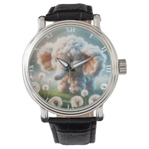 Fantasy Schattige Baby Elephant Flowers Horloge