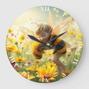 Fantasy Schattige Bee Flowers Kiss Grote Klok