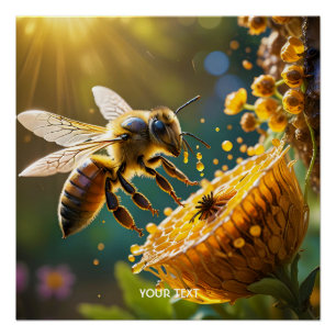 Fantasy Schattige Bee Flowers Zon Perfect Poster