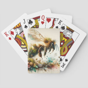 Fantasy Schattige Bee Waterverf Flowers Pokerkaarten
