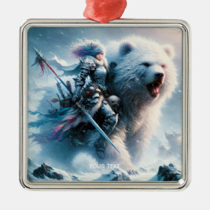 Fantasy Schattige Beer Vrouw Warrior Metalen Ornament