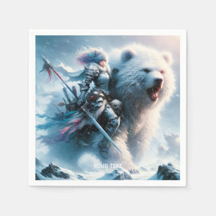 Fantasy Schattige Beer Vrouw Warrior Servet