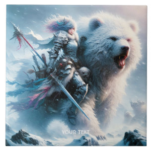 Fantasy Schattige Beer Vrouw Warrior Tegeltje
