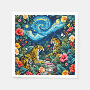 Fantasy Schattige Big Cats Bloemen Servet