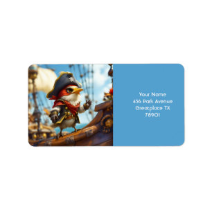 Fantasy Schattige Bird Captain Pirate Etiket