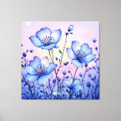 Fantasy Schattige Blue Flowers Field Canvas Afdruk (Voorkant)