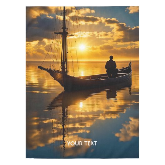 Fantasy Schattige Boat Sunset Zee Tafelkleed (Voorkant)