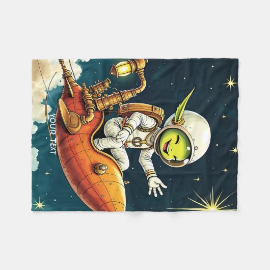 Fantasy Schattige buitenaards ruimteschip Fleece Deken (Voorkant (Horizontaal))