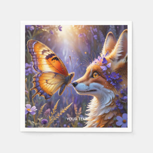 Fantasy Schattige Butterfly Fox Flowers Servet