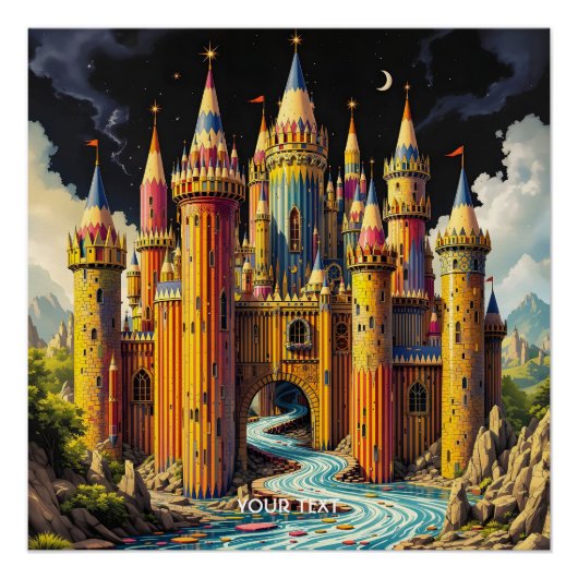 Fantasy Schattige Castle van potloden Perfect Poster (Voorkant)
