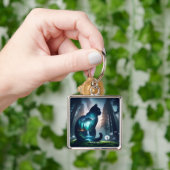Fantasy Schattige Cat Double Exposition Sleutelhanger (Hand)