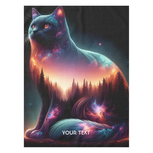 Fantasy Schattige Cat Double Exposition Tafelkleed (Voorkant)