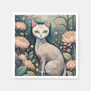 Fantasy Schattige Cat Flowers Forest Servet