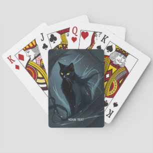 Fantasy Schattige Cat Night Black Pokerkaarten