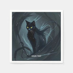 Fantasy Schattige Cat Night Black Servet