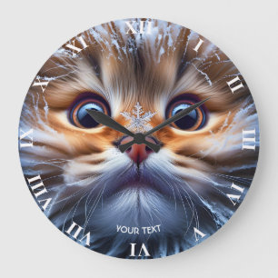 Fantasy Schattige Cat Snow Snowflake Grote Klok