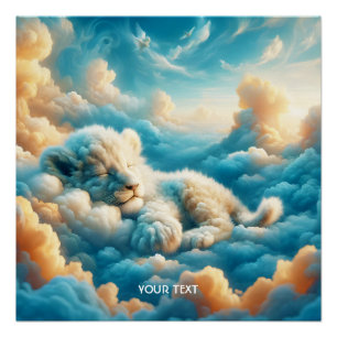 Fantasy Schattige Clouds Baby Lion Perfect Poster