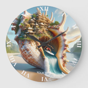 Fantasy Schattige Conch Shell Surfer Grote Klok
