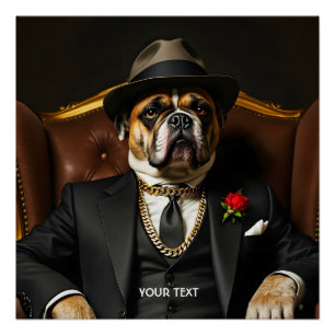 Fantasy Schattige Dog Black Suit Perfect Poster