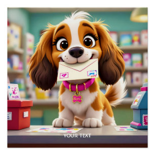 Fantasy Schattige Dog Post Letter Perfect Poster