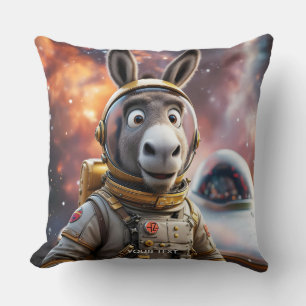 Fantasy Schattige Donkey Astronaut Space Kussen