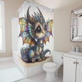 Fantasy Schattige Dragon Glas in lood Douchegordijn (In situ)