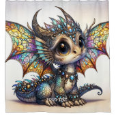 Fantasy Schattige Dragon Glas in lood Douchegordijn (Voorkant)