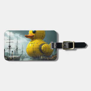 Fantasy Schattige Duck War Ship Bagagelabel