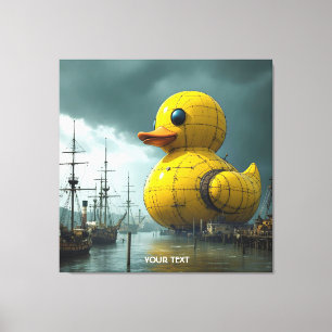 Fantasy Schattige Duck War Ship Canvas Afdruk