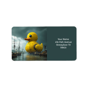 Fantasy Schattige Duck War Ship Etiket