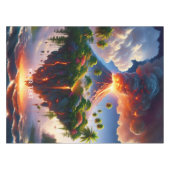 Fantasy Schattige eiland met vulkaan Tafelkleed (Voorkant (Horizontaal))