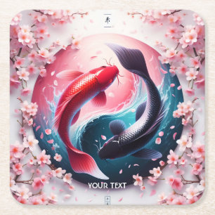Fantasy Schattige Elegant Yin Yang Vierkante Kartonnen Onderzetter