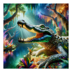 Fantasy Schattige Enchanted Crocodile Oerwoud Perfect Poster