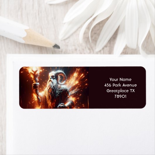 Fantasy Schattige Fair Oude Tovenaar Etiket (Insitu)