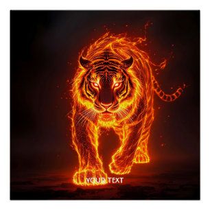 Fantasy Schattige Fire Big Tiger Perfect Poster