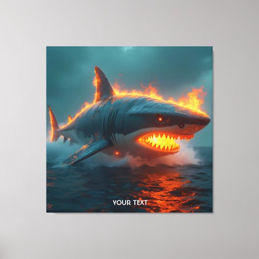 Fantasy Schattige Fire Shark Zee Canvas Afdruk (Voorkant)