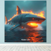 Fantasy Schattige Fire Shark Zee Canvas Afdruk (Insitu (Houten vloer))